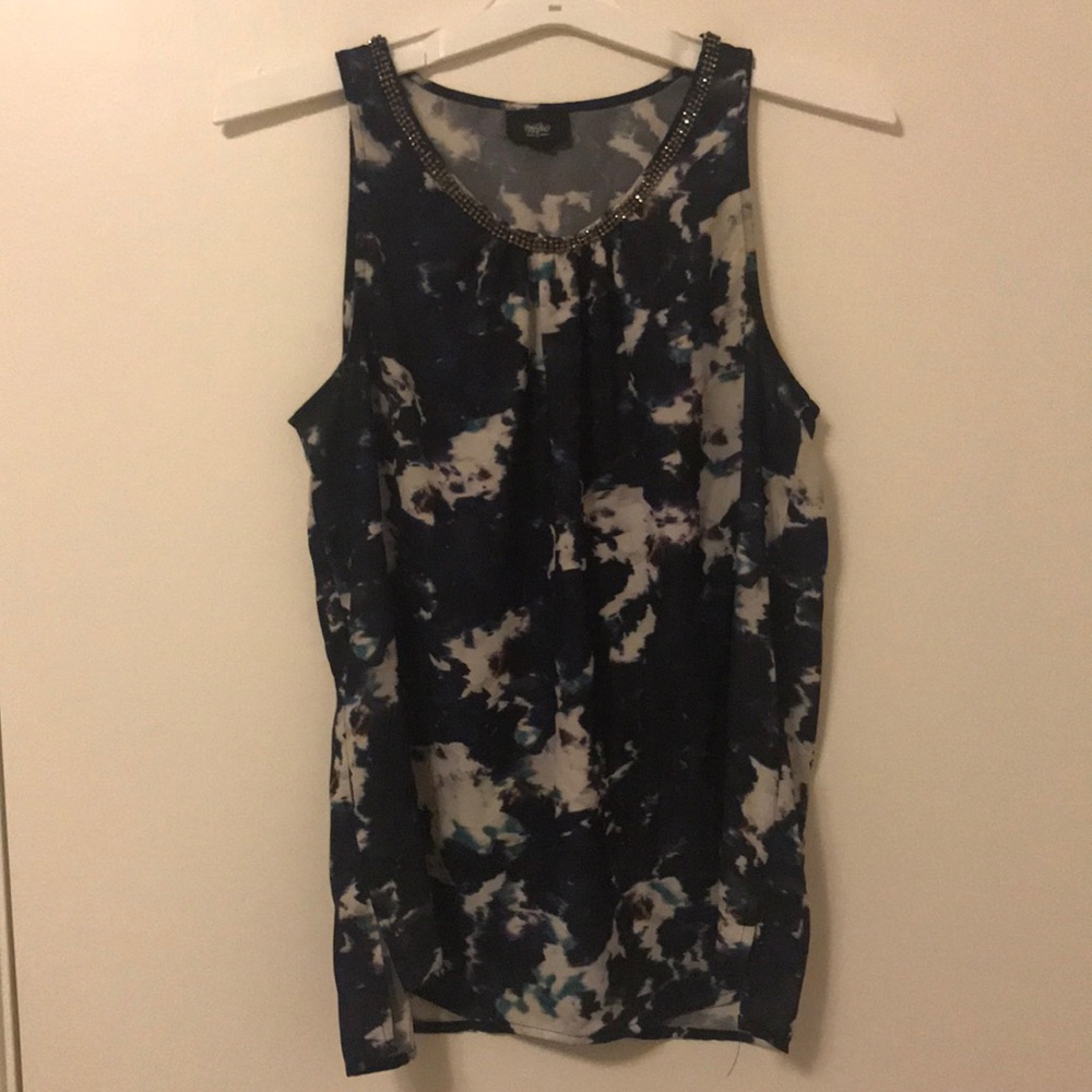 Sleeveless jeweled blouse